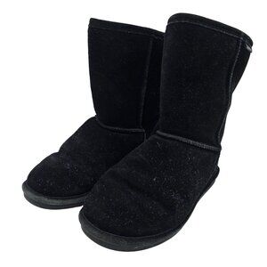 Bearpaw Emma Short Black Suede & Sheepskin Boots Womens Size 8